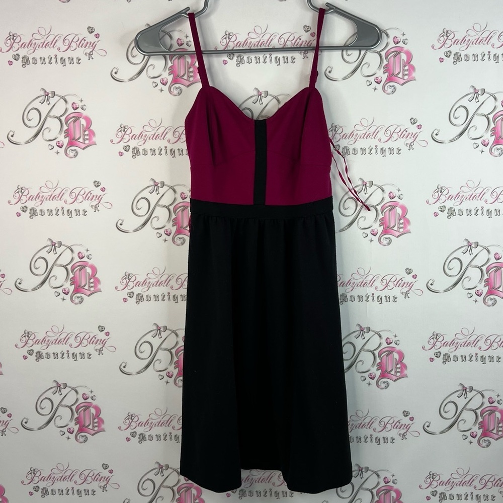 Kensie dress bustier style Elegant Black and Pink burgundy wine Women's Dress